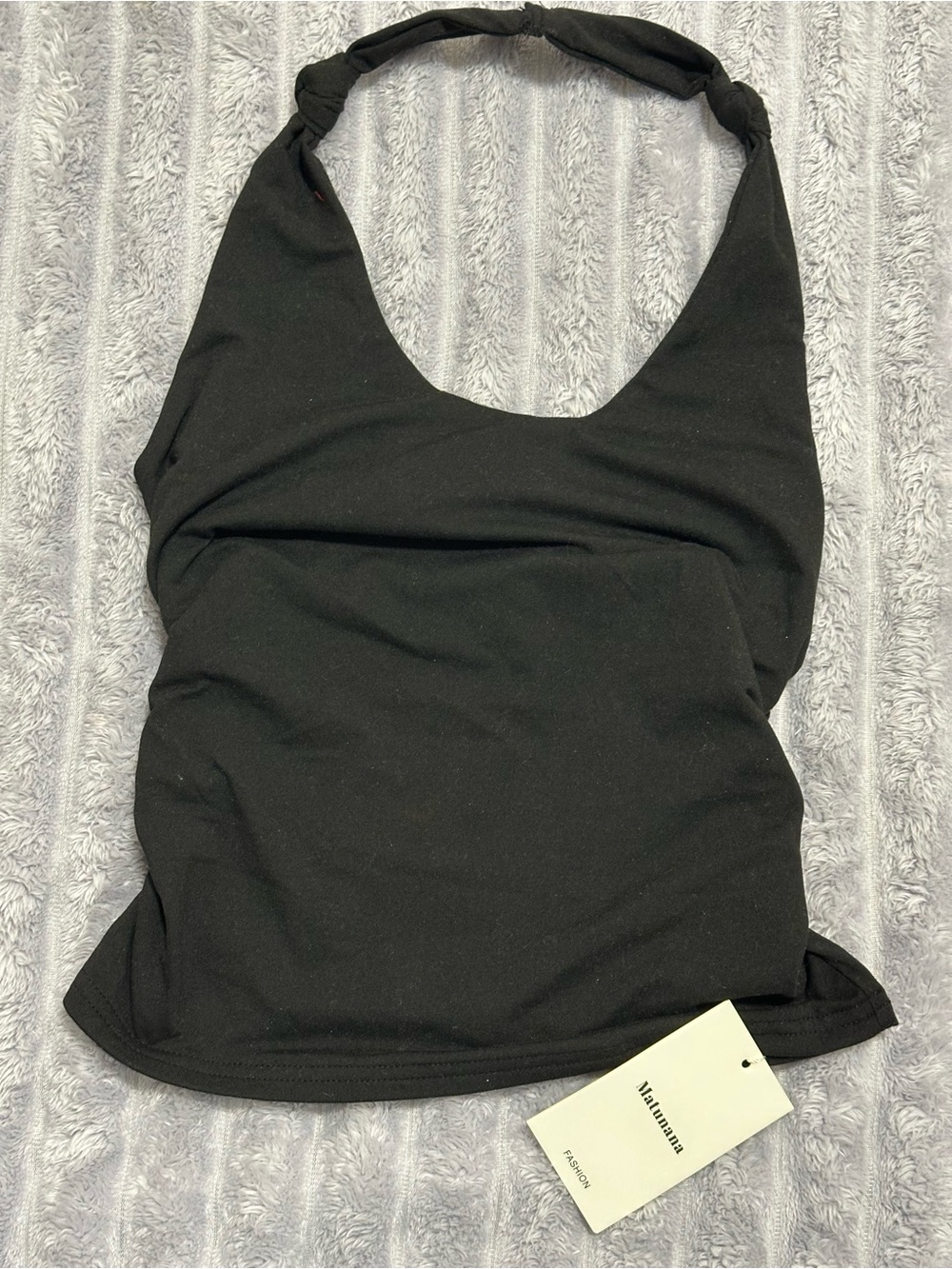 Matunana Black Ruched Halter Top — Size XS
